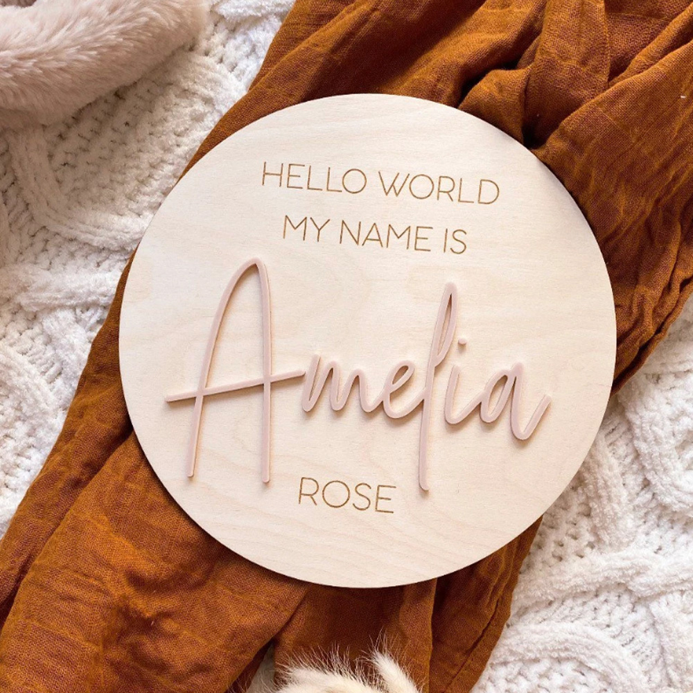 Industrial Laser Marker - Gepersonaliseerde houten Hello World naamplaat -