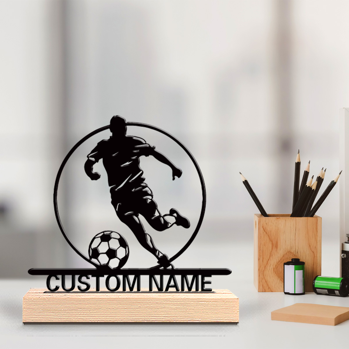 Industrial Laser Marker - Aangepaste voetbalspeler metalen beeldje met naam,